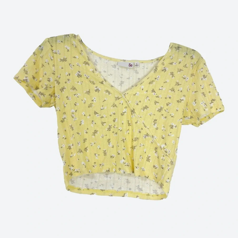 Pastel yellow floral baby tee